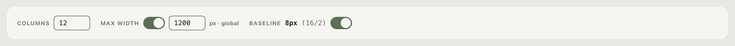 The grid toolbar
