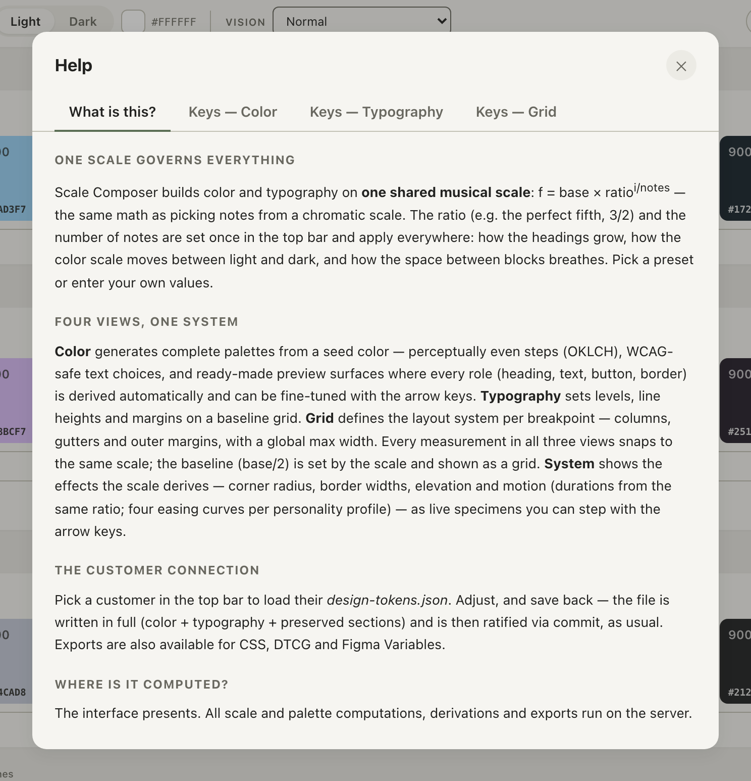 The help modal