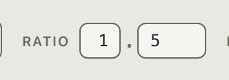 The ratio entered as an integer–decimals pair
