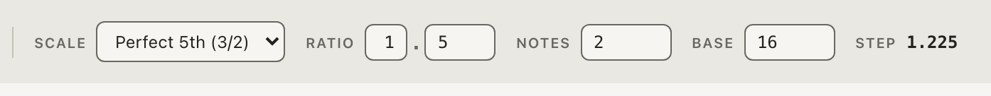 Scale, ratio, notes, and base controls
