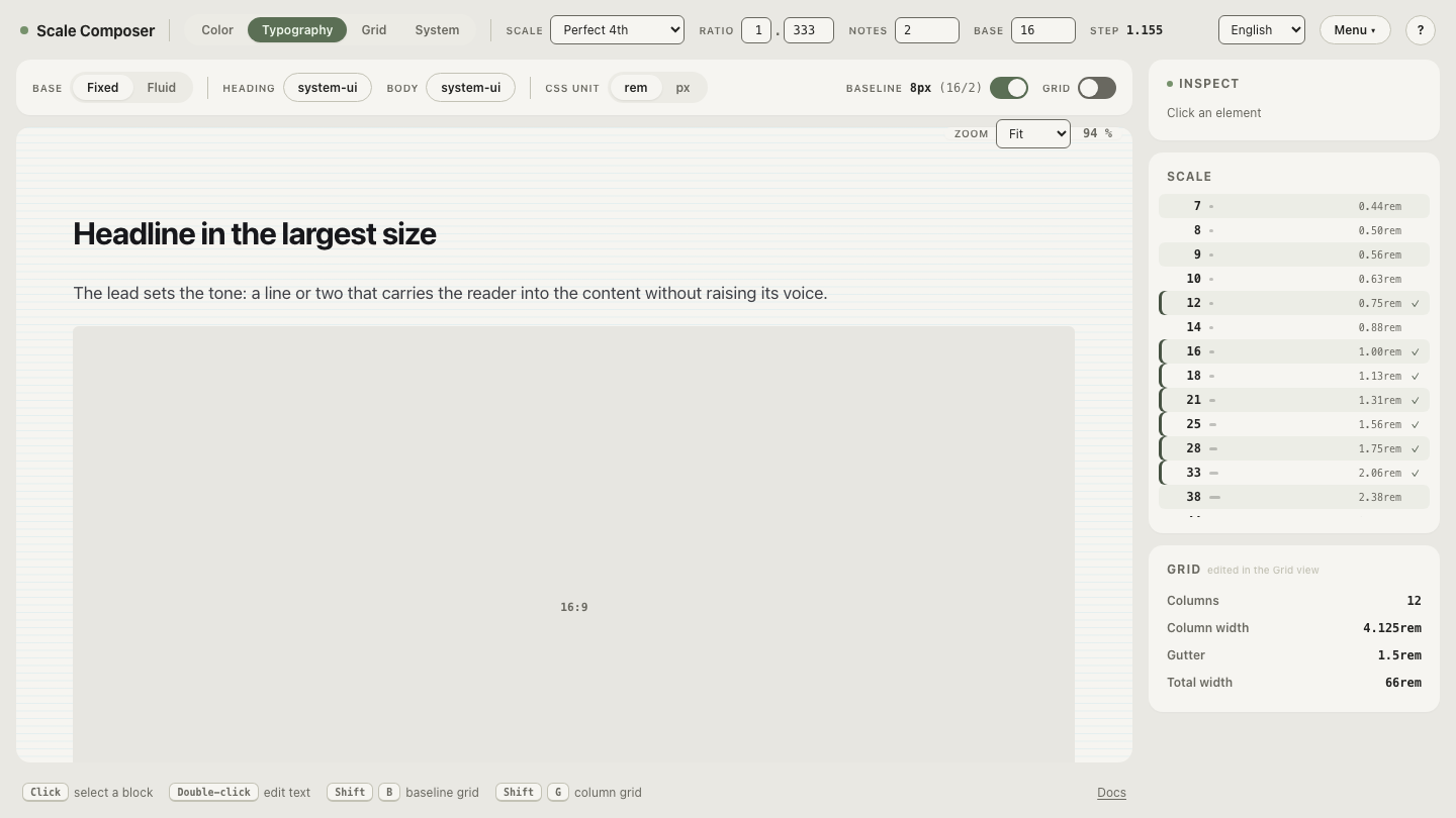 Form type levels from one 16px scale: 14px medium label, 16px input text, 14px helper text